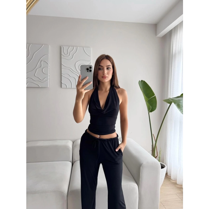 Degaje Bluz Pantolon Takım - SİYAH