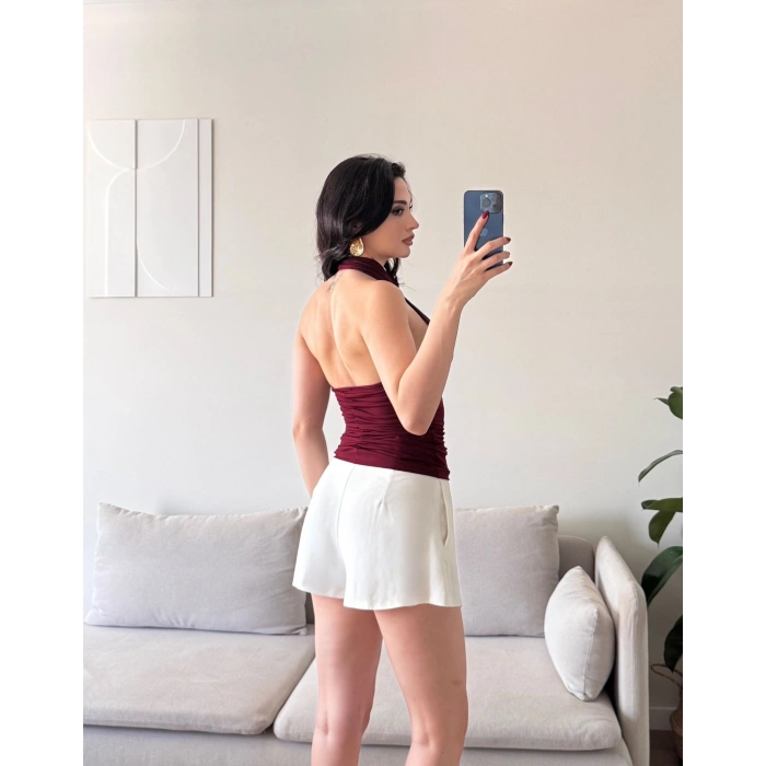 Degaje Yaka Bluz - BORDO