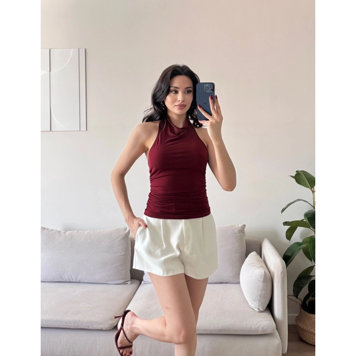 Degaje Yaka Bluz - BORDO