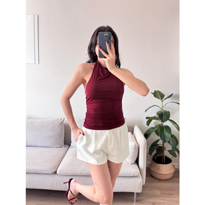 Degaje Yaka Bluz - BORDO