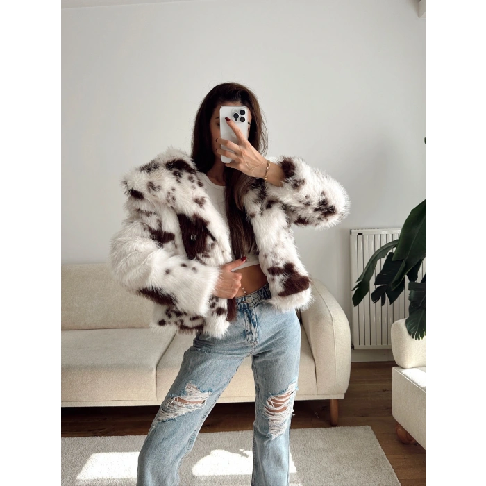 Desenli Premium Kürk - KAHVE