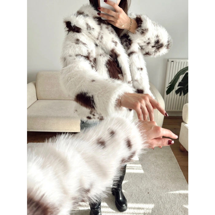 Desenli Premium Kürk - KAHVE