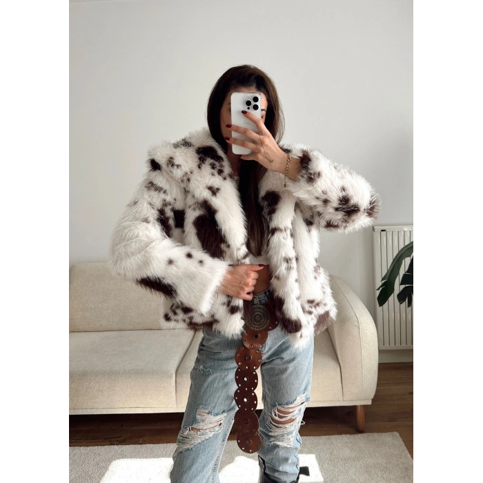 Desenli Premium Kürk - KAHVE