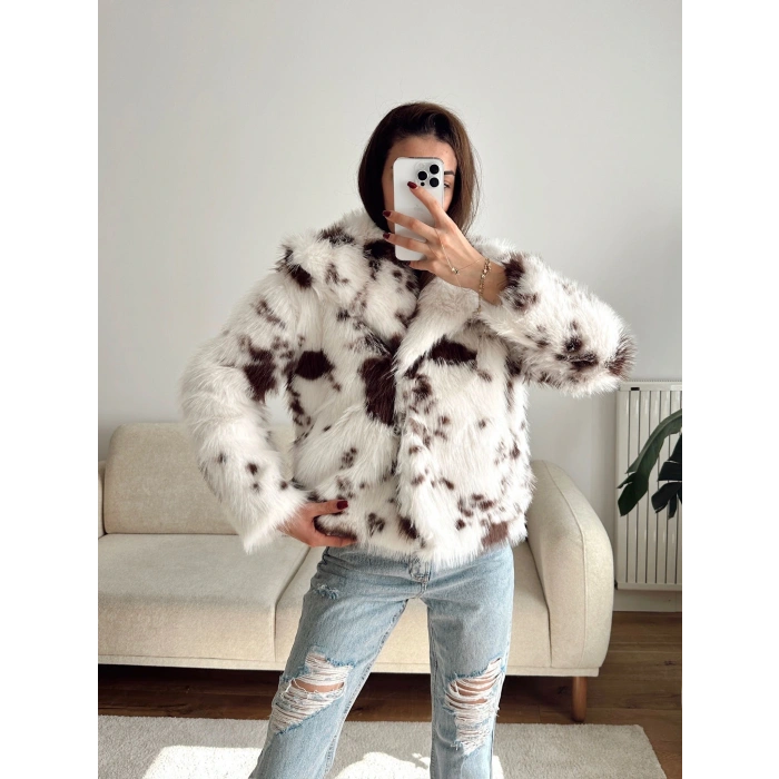 Desenli Premium Kürk - KAHVE