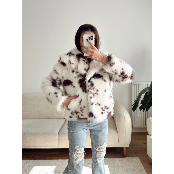 Desenli Premium Kürk - KAHVE