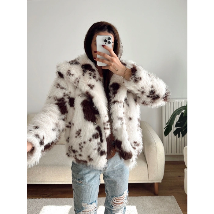 Desenli Premium Kürk - KAHVE