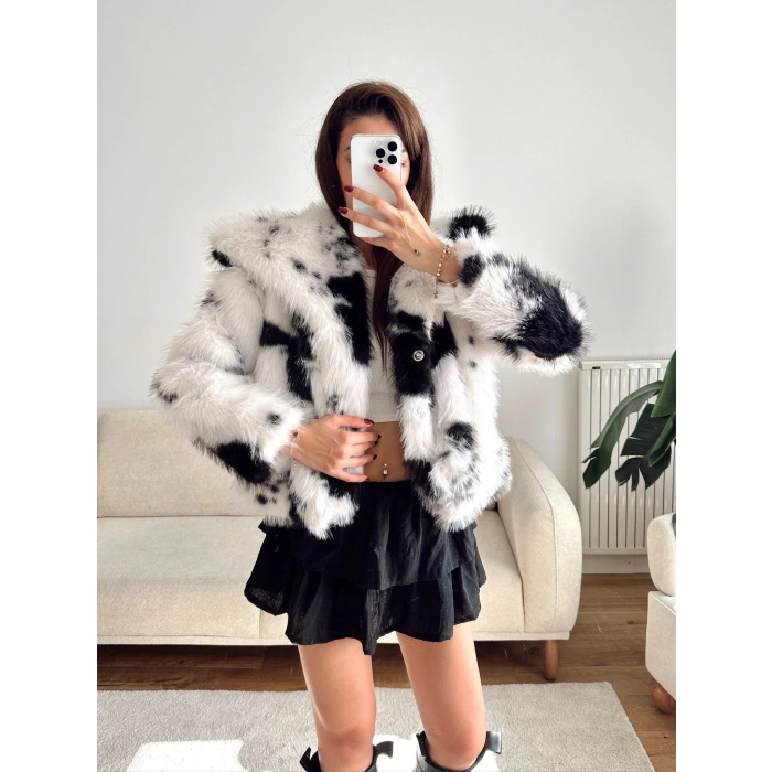 Desenli Premium Kürk - SİYAH