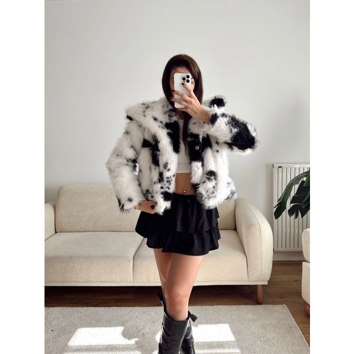 Desenli Premium Kürk - SİYAH