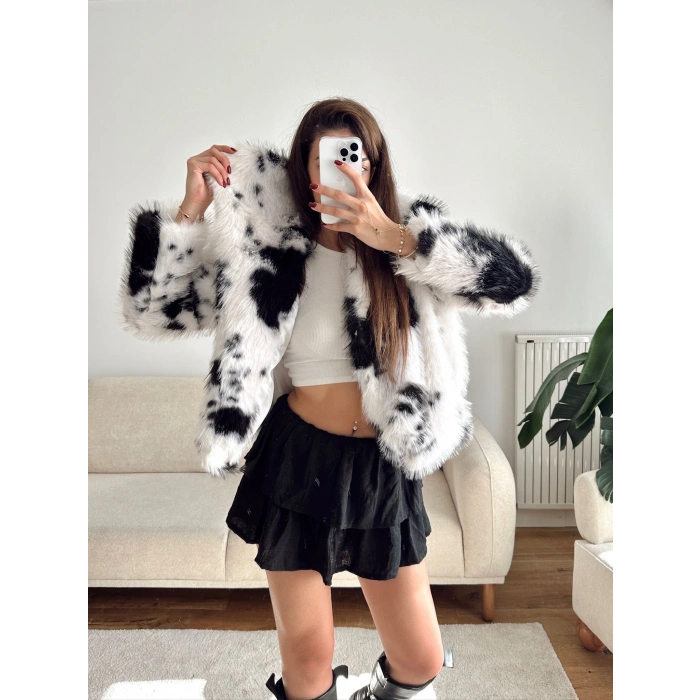 Desenli Premium Kürk - SİYAH