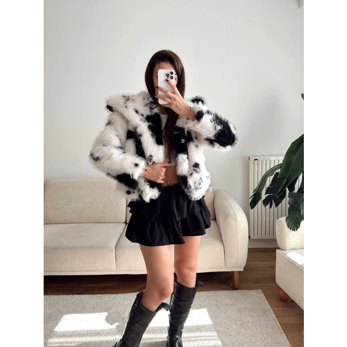 Desenli Premium Kürk - SİYAH