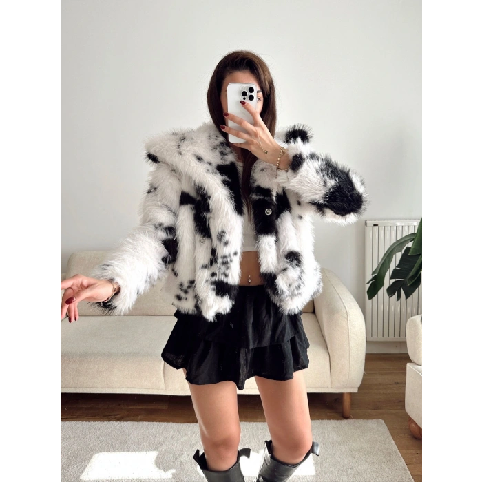 Desenli Premium Kürk - SİYAH