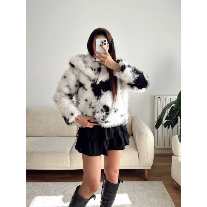 Desenli Premium Kürk - SİYAH