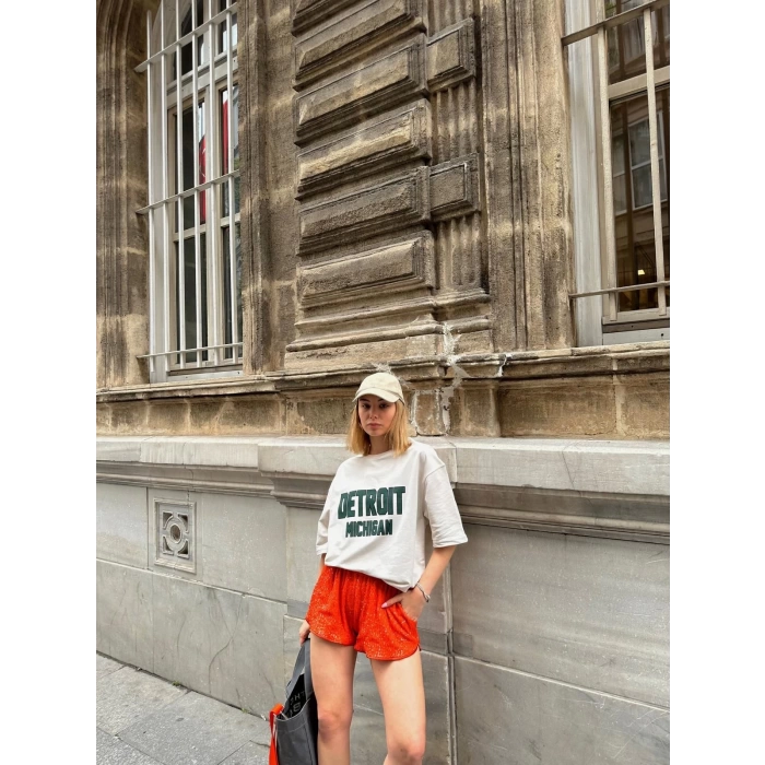 Detroit Michigan Unisex Oversize T-shirt-BEYAZ