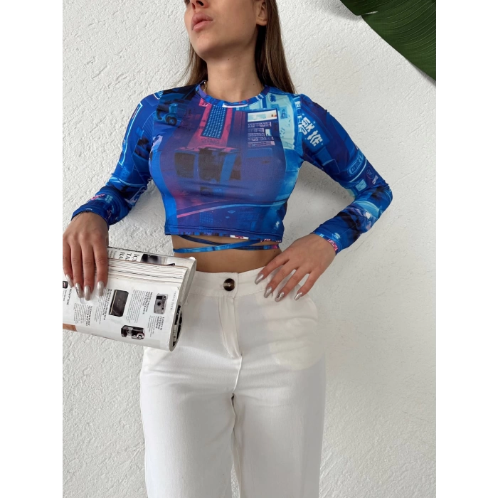 Digital Baskı Crop Bluz