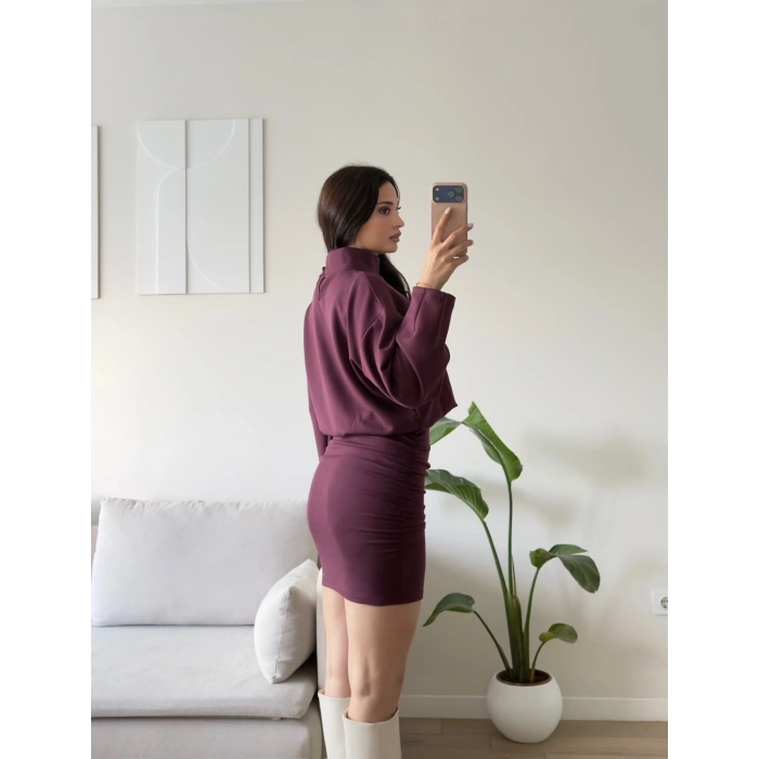 Dik Yaka Modal Elbise - MÜRDÜM