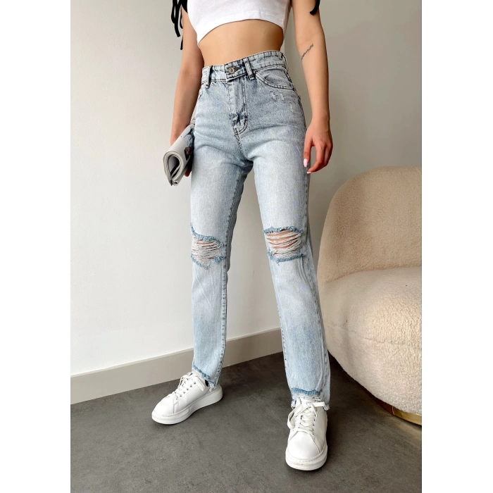 Diz Ve Paça Yırtık Jean