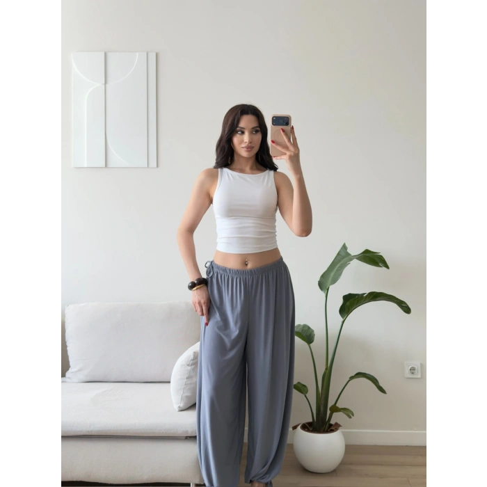 Dökümlü Balon Pantolon - GRİ