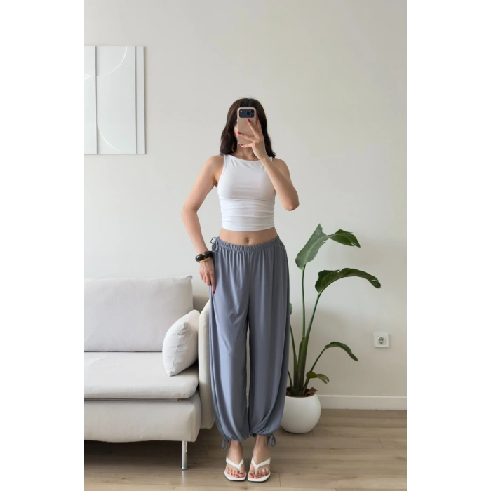 Dökümlü Balon Pantolon - GRİ