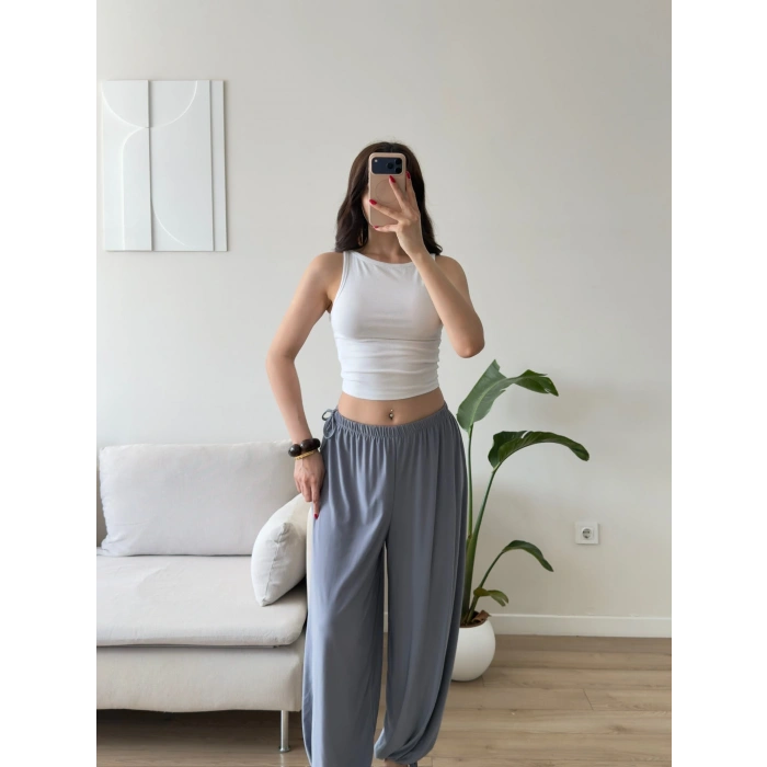 Dökümlü Balon Pantolon - GRİ