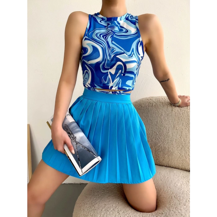 Ebruli Bel Bağlamalı Crop