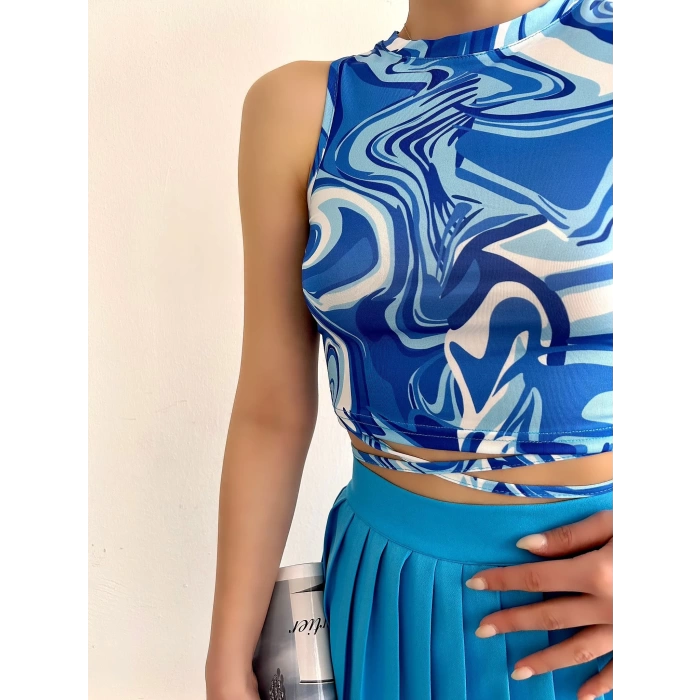 Ebruli Bel Bağlamalı Crop