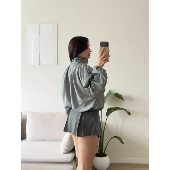 Ekose Bomber Ceket - GRİ EKOSE