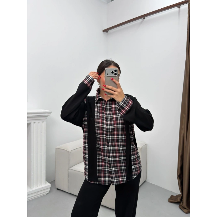 Ekose Gömlekli İkili Takım - SİYAH