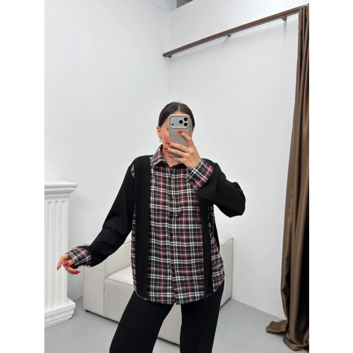 Ekose Gömlekli İkili Takım - SİYAH