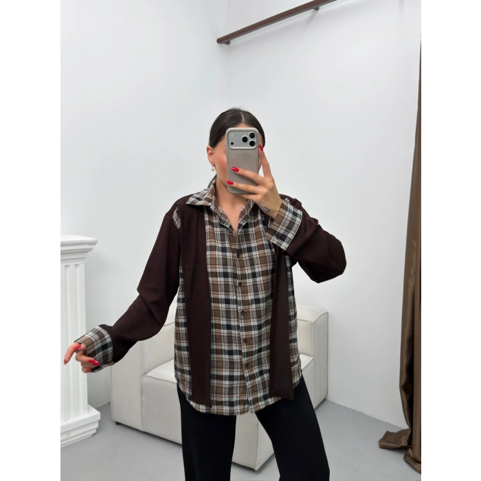 Ekose Gömlekli İkili Takım - KAHVE