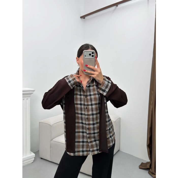 Ekose Gömlekli İkili Takım - KAHVE