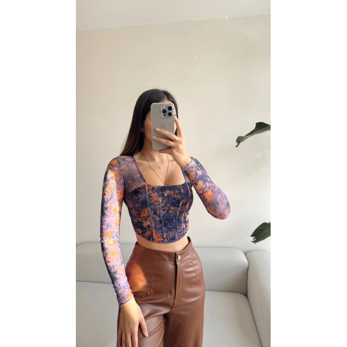 Etnik Detay Tül Crop