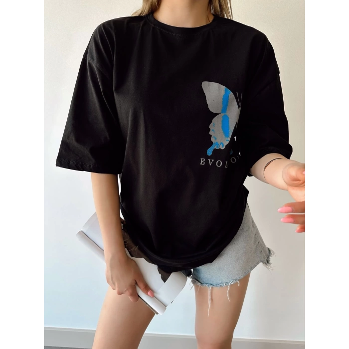 Evolution Unisex Oversize T-shirt-SİYAH