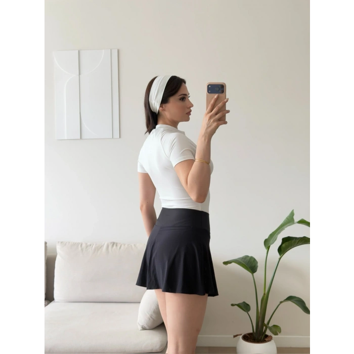 Fermuar Detay Bodysuit - BEYAZ