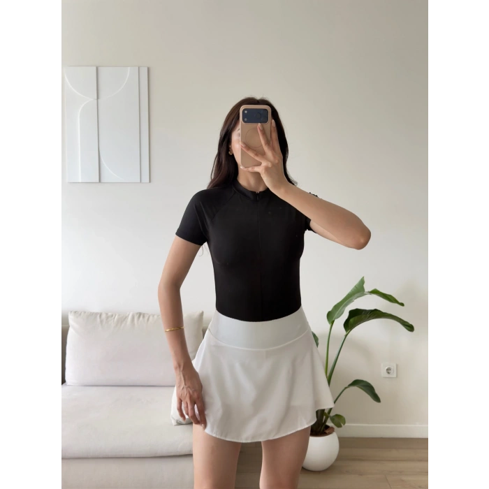 Fermuar Detay Bodysuit - SİYAH