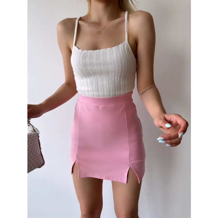 Fitilli Askılı Crop-BEYAZ