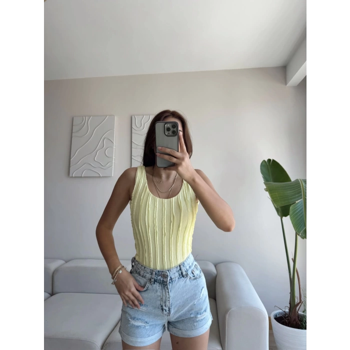 Fitilli Sırt Oval Crop - SARI