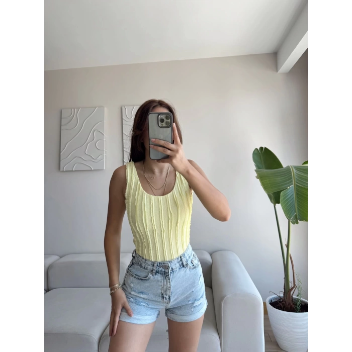 Fitilli Sırt Oval Crop - SARI