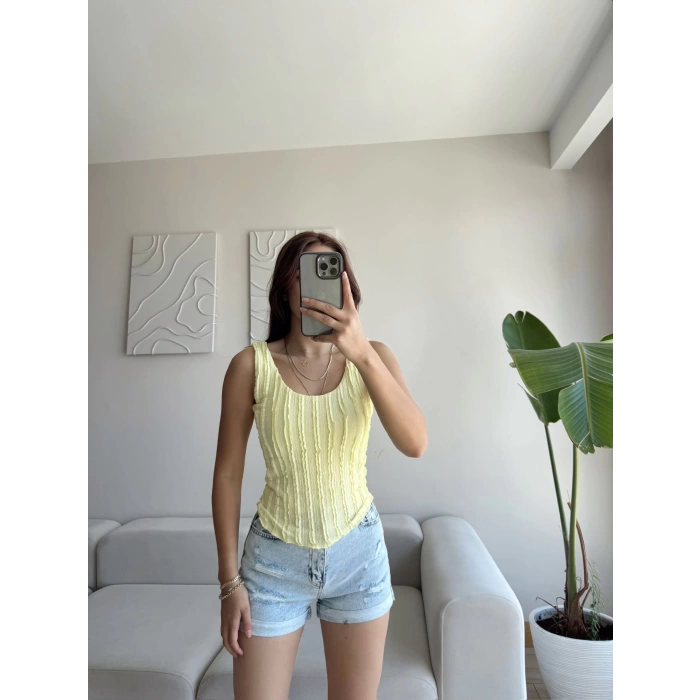 Fitilli Sırt Oval Crop - SARI