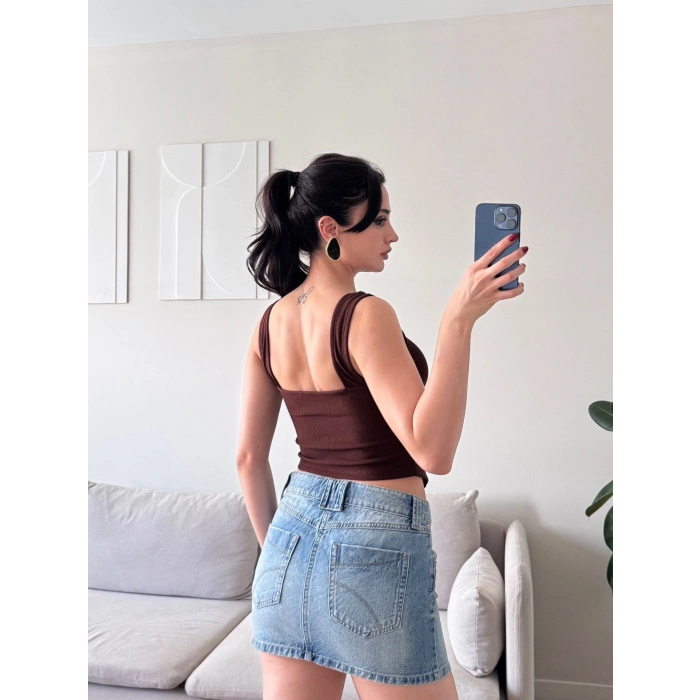 Fiyonklu Garnili Bluz - KAHVE