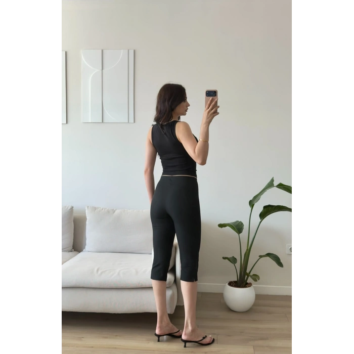 Flare Capri Pantolon - SİYAH