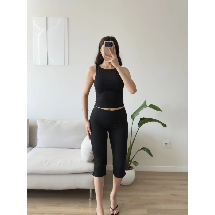 Flare Capri Pantolon - SİYAH