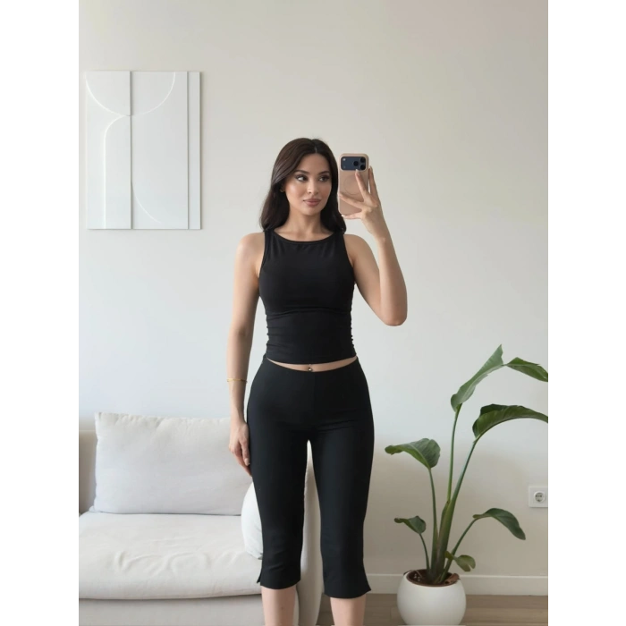 Flare Capri Pantolon - SİYAH