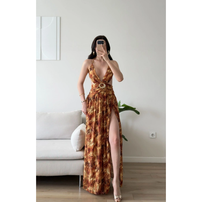 Fontana Çift Yırtmaç Maxi Elbise