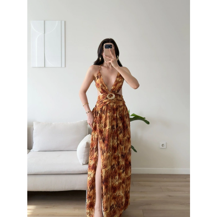 Fontana Çift Yırtmaç Maxi Elbise