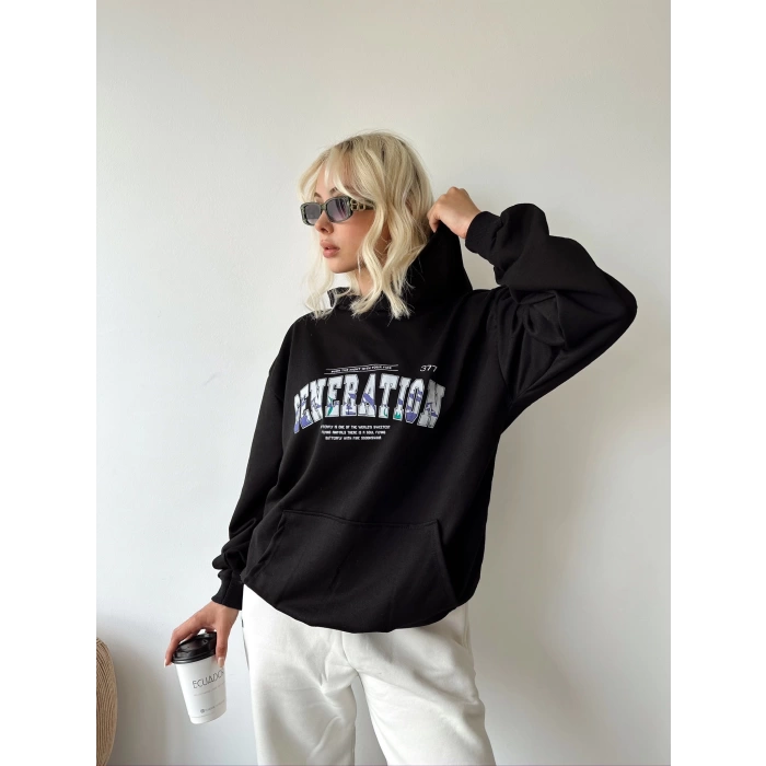Generation Unisex Oversize Sweatshirt-SİYAH