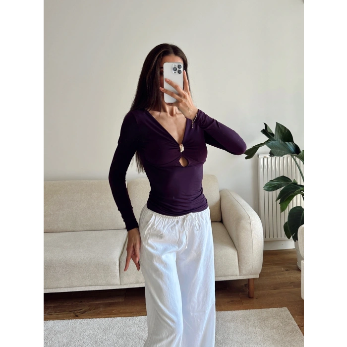 Göğüs Aksesuar Halka Crop - MOR