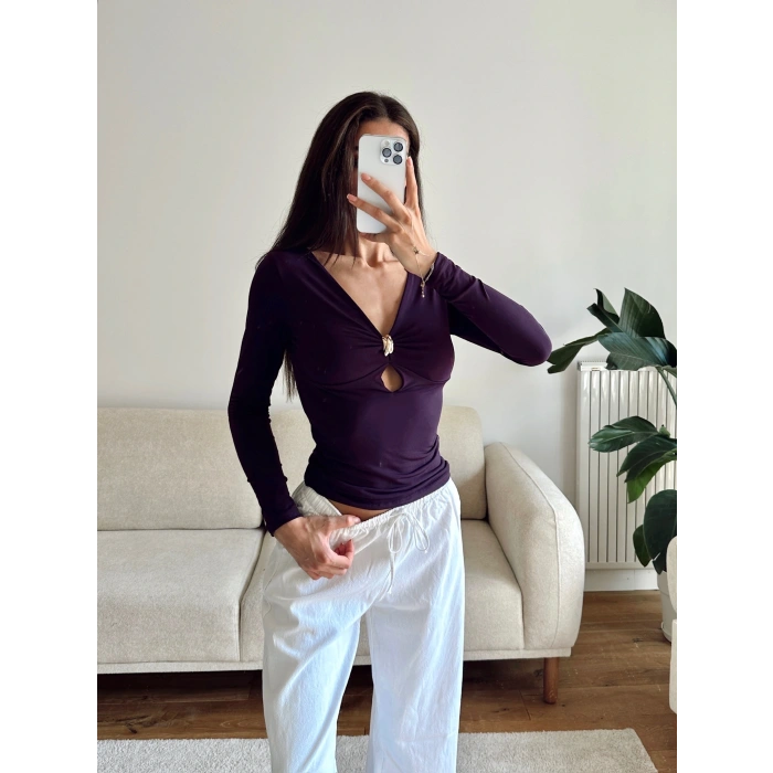 Göğüs Aksesuar Halka Crop - MOR