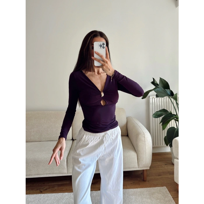 Göğüs Aksesuar Halka Crop - MOR