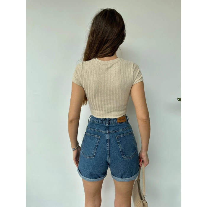 Göğüs Pencere Kaşkorse Crop-BEJ