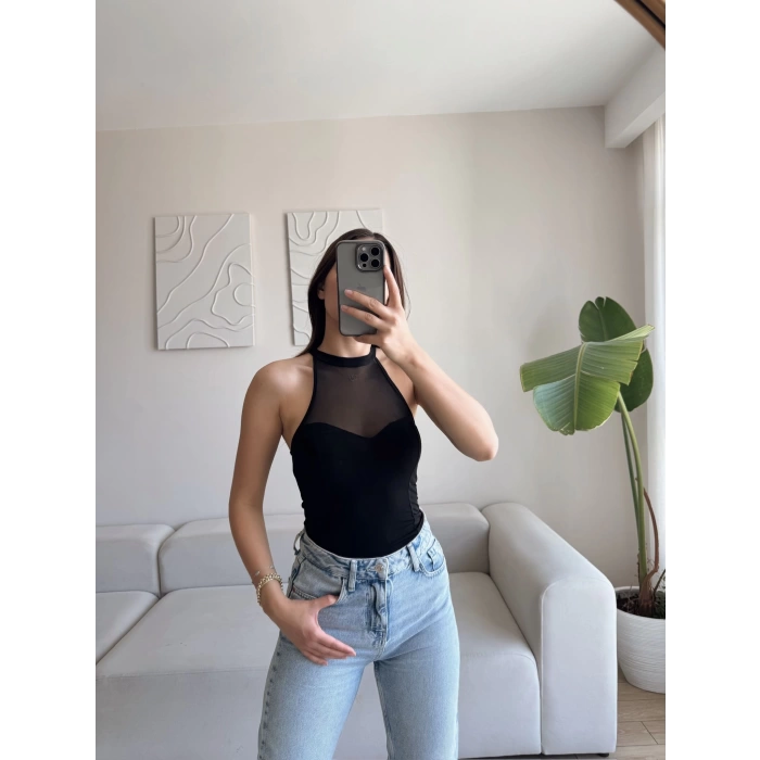 Göğüs Tül Halter Crop